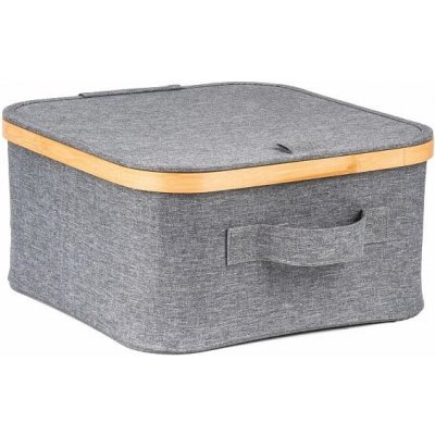 Úložný box G21 30 x 30 x 15 cm, bambusový s víkem, šedý – Zboží Mobilmania