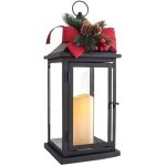 EUROLAMP Vánoční osvětlení Kovová černá lucerna s LED svíčkou 17x17x40,5 cm 600-40240 – Hledejceny.cz