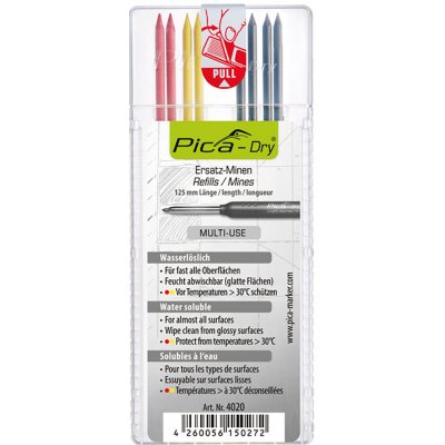 PICA Dry Tuhy náhradní kulaté vodourozpustné 4 x černá 2 x červená 2 x žlutá 4020 – Zboží Mobilmania