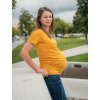 Těhotenské a kojící tričko Bobánek těhotenské tričko krátký rukáv hořčicové