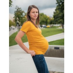 Bobánek těhotenské tričko krátký rukáv hořčicové