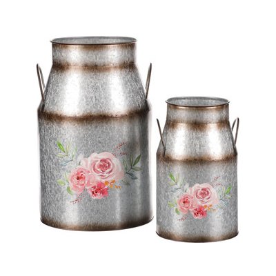 Sada váz na květiny Růže, 2 ks, 2 velikosti, kov, 20 x 32 x 15 cm – Hledejceny.cz
