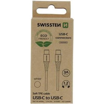 Swissten 71506301ECO USB-C/USB-C, 3A, 1,2m, bílý – Zbozi.Blesk.cz