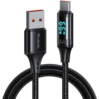Mcdodo CA-1080 USB na USB-C s displejem, 66W, 6A, 1,2m, černý