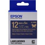 EPSON POKLADNÍ SYSTÉMY Epson zásobník se štítky – saténový pásek, LK-4HKK, zlatá / námořnická modrá, 12 mm (5 m) C53S654002