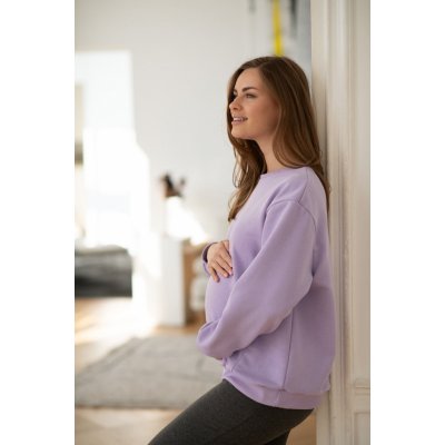 Těhotenská a kojící oversized mikina Milk It Easy Lila – Zboží Dáma