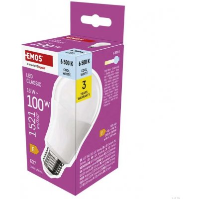 Emos LED žárovka Classic A60 E27 13 W 100 W 1521 lm studená bílá – Hledejceny.cz