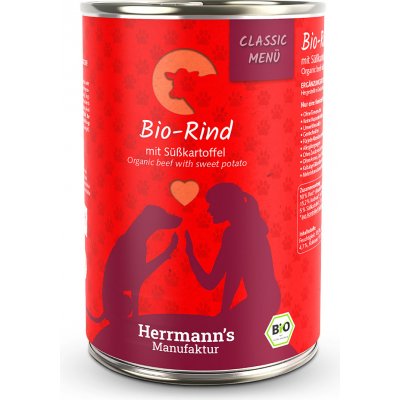 Herrmann's Konzerva pro psy - Hovězí maso s batáty (Bio) Váha: 400 g