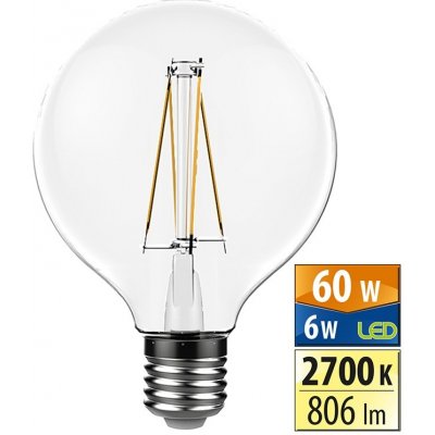 MCLED žárovka LED 6W-60, E27, 2700K, CRI 80, úhel 360°, 880lm, PF 0,55, 48mA – Zboží Živě