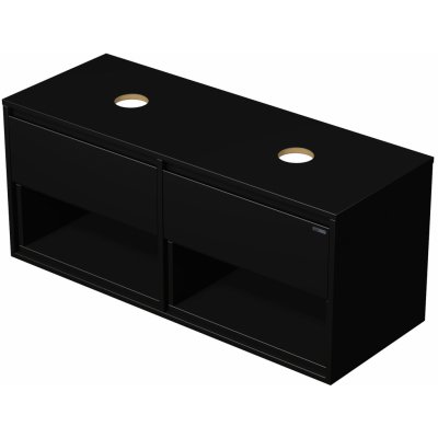 Emmy Design EMMY 120 cm černá/černá s dvěma zásuvkami a 2x otevřenou nikou, pro umyvadla na desku (A3686/A3686) – Zbozi.Blesk.cz