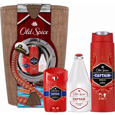 Old Spice Captain Barel balzám po holení 100 ml + deostick 50 ml + sprchový gel a šampon 2 v 1 250 ml dárková sada – Zbozi.Blesk.cz