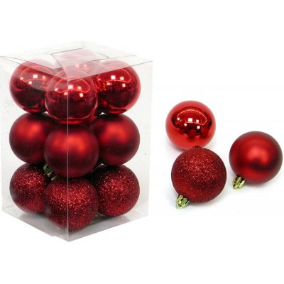 Casa Selección Sada 12 vánočních ozdob v červené barvě Navidad červená – Zboží Mobilmania