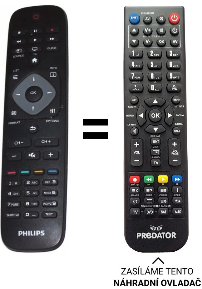 Dálkový ovladač Predátor Philips 996590006194, YKF323-002