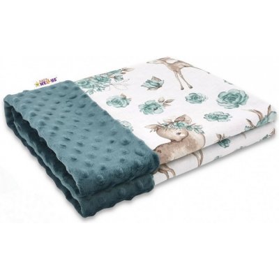 Baby Nellys Bavlněná deka Srnka a růže zelená – Zboží Mobilmania