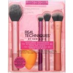 Real Techniques Everyday Essentials štětec na pudr + houbička na make-up + kulatý štětec na oční stíny + štětec na rozjasňovač + štětec na make-up – Sleviste.cz