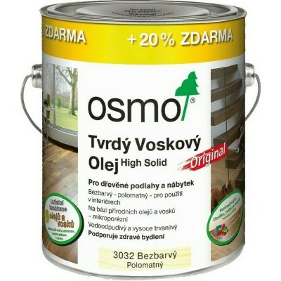 Osmo 3032 Tvrdý voskový olej Original 3 l Bezbarvý hedvábný polomat – Zboží Dáma