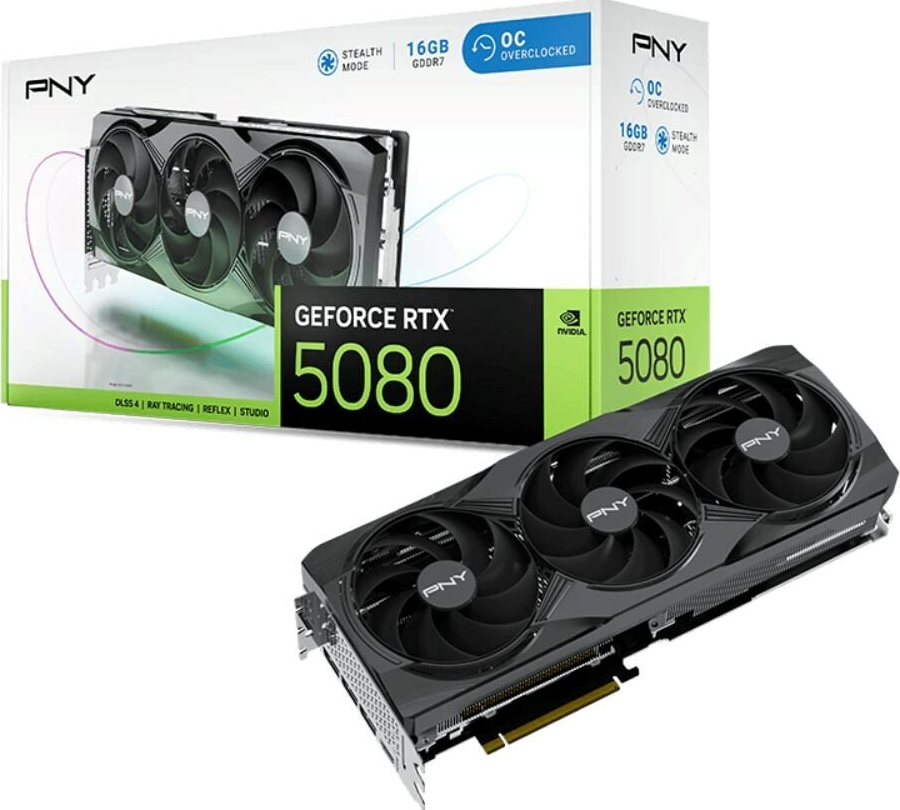 PNY GeForce RTX 5080 OC Triple Fan 16GB GDDR7 VCG508016TFXPB1-O