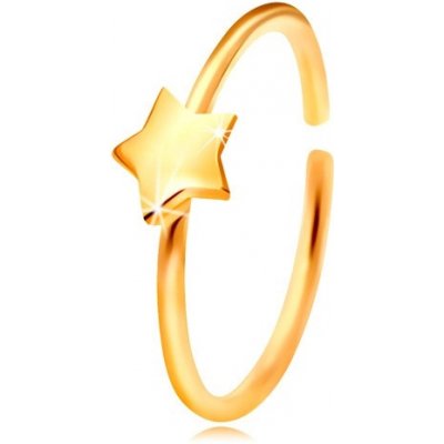 Šperky Eshop zlatý piercing do nosu lesklý kroužek s hvězdičkou žluté zlato S2GG206.05