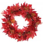 Autronic Věnec umělý 60 cm červené listí a bobule VED003-M Červená, Textil – Zboží Dáma