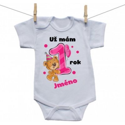 Boodyy Body s krátkým rukávem Už mám rok s Medvídkem a jménem dítěte Dívka – Zboží Dáma