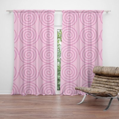Sablio Závěs Růžové spirály: 2ks 140x250cm – Zboží Mobilmania