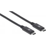 Manhattan 355223 USB-C, USB 3.1 Gen 2, USB-C Male na USB-C Male, 10 Gbps, 5 A, 1m, černý