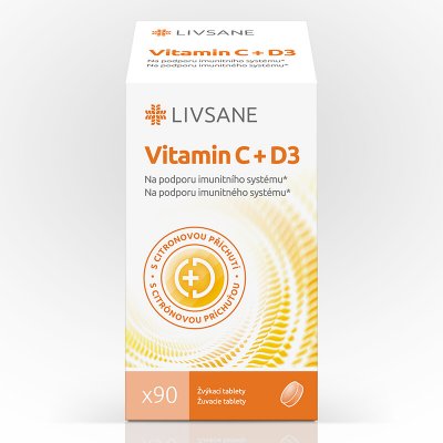 Livsane vitamín C + D3 žvýkací tablety 90 ks – Hledejceny.cz
