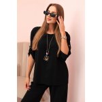 Kesi dámský komplet Tari s halenkou s náhrdelníkem a širokými nohavicemi černý – Zboží Dáma