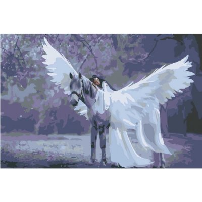 MALUJEŠ Malování podle čísel ANDĚL A KŮŇ Rozměr 60 x 80 cm Rámování vypnuté plátno na rám – Hledejceny.cz