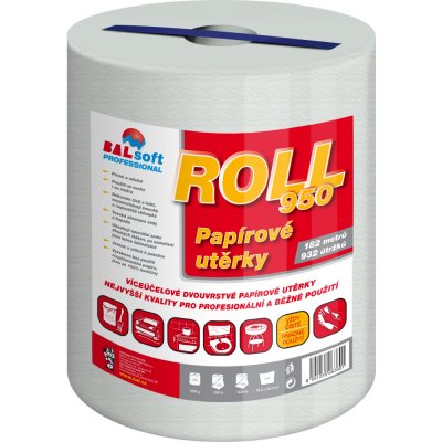 Balsoft Roll950 2 vrstvy papírové utěrky, 182 m, 923 útržků, 1 role – Sleviste.cz
