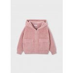 Mayoral svetr rozepínací s kapucí a chloupkem růžový – Sleviste.cz