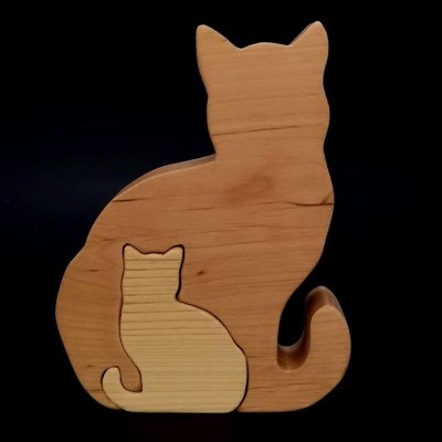 Amadea puzzle kočky masivní dvou druhů dřevin 115x15x3 cm – Zboží Mobilmania