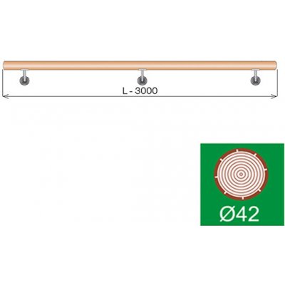 UMAKOV Drevěné madlo na zeď BUK L3000 mm WB/M-3000-CINK – HobbyKompas.cz