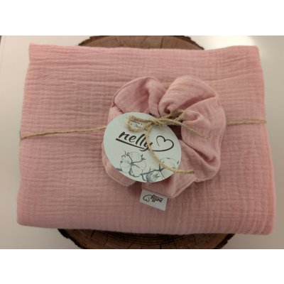 Nelly mušelínová šála s gumičkou světle růžový – Sleviste.cz