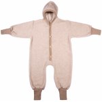 Overal z merino vlny a bavlny s kapucí barva krémová Cosilana bez přehrnutí – Zboží Dáma