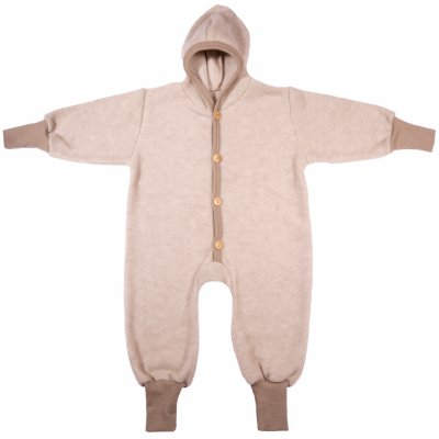 Overal z merino vlny a bavlny s kapucí barva krémová Cosilana bez přehrnutí – Zboží Dáma