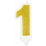 PartyDeco Narozeninová svíčka 1 zlatá 7cm – Hledejceny.cz