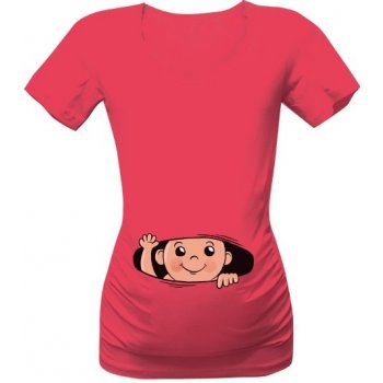 Tričko s potiskem miminko kouká dámské růžová