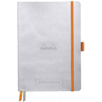 Rhodia Zápisník tečkovaný Goalbook s nedatovaným kalendářem A5 stříbrný obal