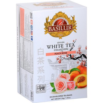 Basilur White tea Peach rose přebal broskev růže 20 x 1,5 g – Zbozi.Blesk.cz