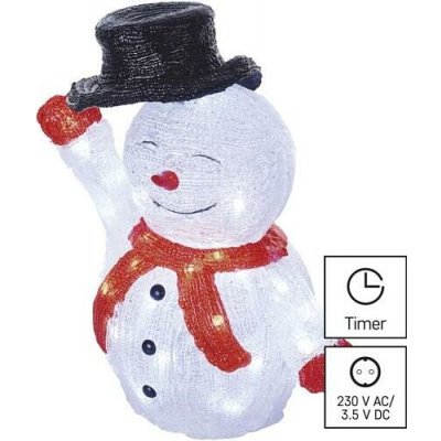 Emos DCFC18 LED vánoční sněhulák s kloboukem 36 cm venkovní i vnitřní studená bílá časovač – Hledejceny.cz