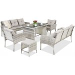 Garden Point polyratanový zahradní Bari Apetito 8 s pouffes světle šedý GAP399 – Zboží Dáma