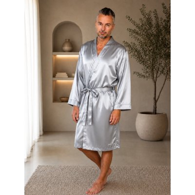 Pánský hedvábný župan kimono Stříbrná – Sleviste.cz
