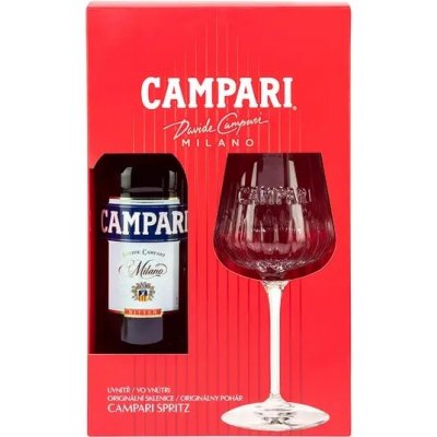 Campari Bitter + sklenice, 25%, 0,7l
