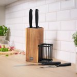 Stojan na nože akácie/kov+5 ks nožů – Zboží Dáma