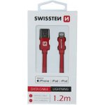 Swissten 71524206 USB 2.0 typ A na Lightning, USB 2.0, zástrčka A - zástrčka Lightning, MFi, opletený, 1,2m, červený – Zbozi.Blesk.cz