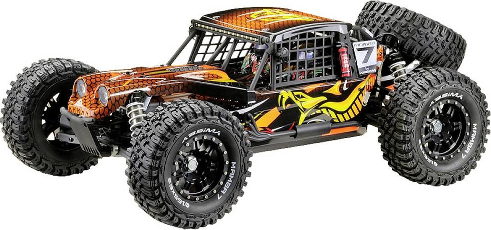 Absima Rock Racer MAMBA 7 oranžová střídavý Brushless RC model auta elektrický Buggy 4WD 4x4 RtR 2,4 GHz 1:7