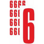Čísla samolepicí 6 červená samolepící vinylová fólie velikost znaku 200 mm – Zboží Dáma