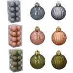 Pro-Tech shop Sada 16 vánočních koulí 4cm olivová / měděná / grafitová mix vzorů 69511 – Hledejceny.cz