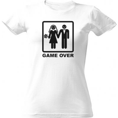 Tričko s potiskem GAME OVER černá bílá – Zboží Mobilmania